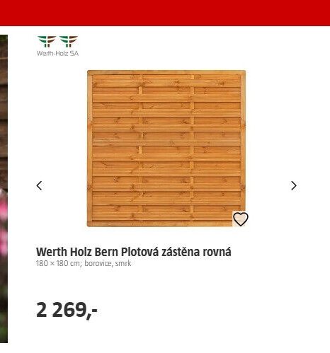 Werth Holz Bern Plotová zástěna rovná
