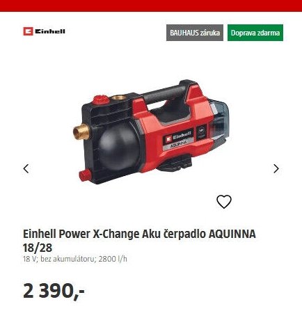 Einhell Power X-Change Aku čerpadlo AQUINNA 18/28