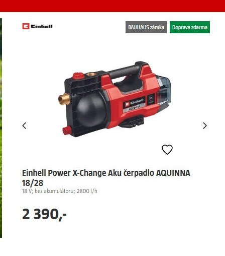 Einhell Power X-Change Aku čerpadlo AQUINNA 18/28