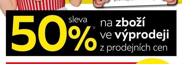 Sleva 50% na zboží ve výprodeji