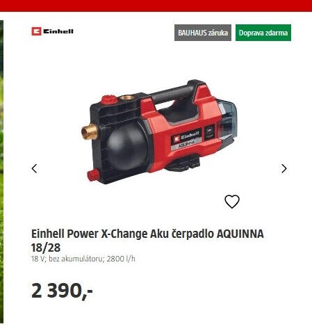 Einhell Power X-Change Aku čerpadlo AQUINNA 18/28