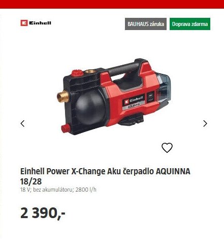 Einhell Power X-Change Aku čerpadlo AQUINNA 18/28