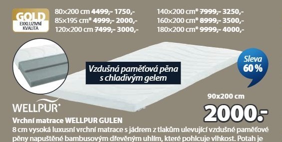 Vrchní matrace WELLPUR GULEN