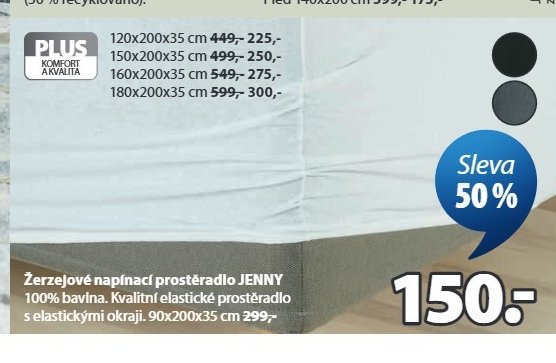 Žerzejové napínací prostěradlo JENNY