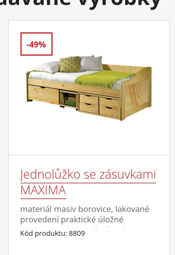 Jednolůžko se zásuvkami MAXIMA