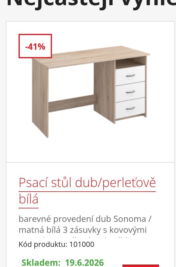 Psací stůl dub/perleťově bílá