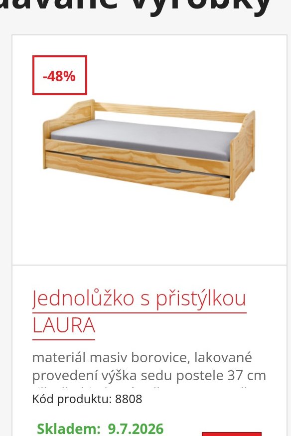 Jednolůžko s přistýlkou LAURA