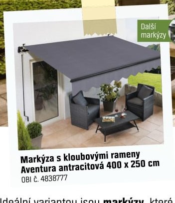 Markýza s kloubovými rameny Aventura antracitová 400 x 250 cm