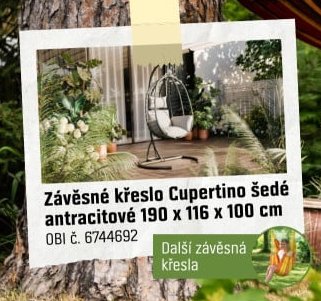 Závěsné křeslo Cupertino šedé antracitové