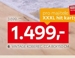 6 Vintage koberec, cca 80x150 cm