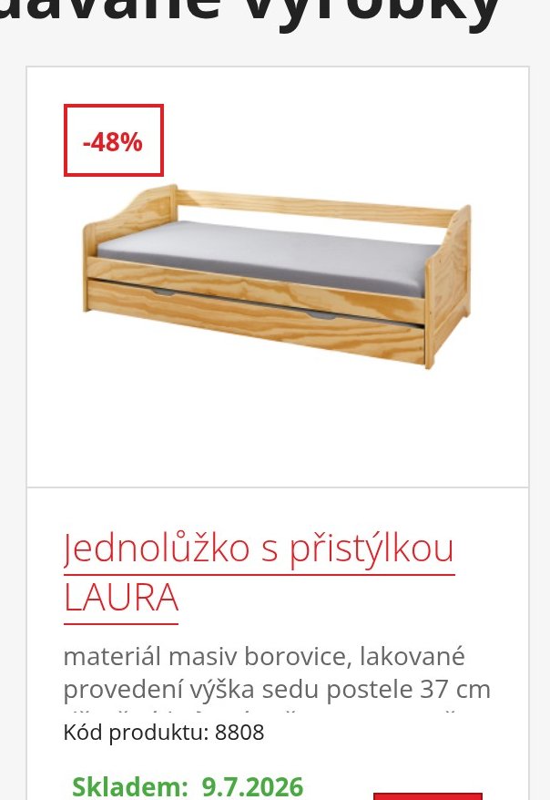 Jednolůžko s přistýlkou LAURA