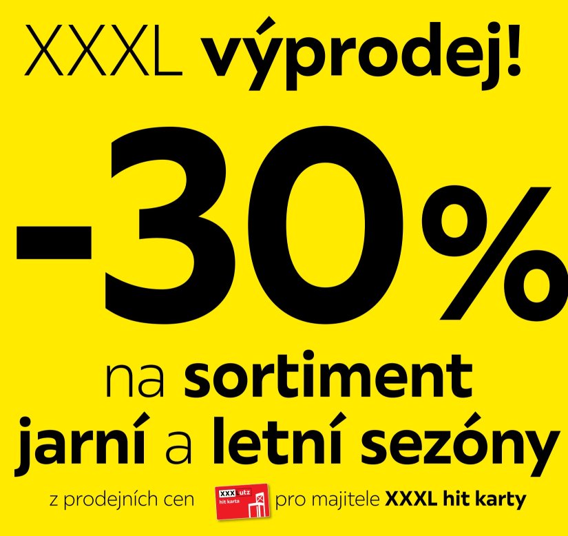 XXXL výprodej -30% na sortiment jarní a letní sezóny