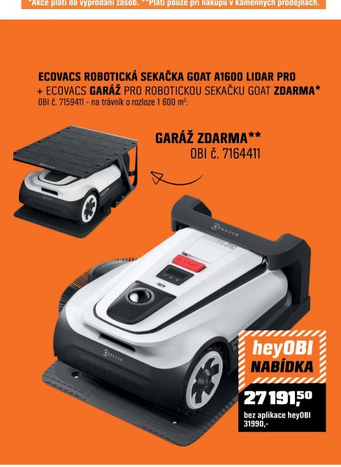 ECOVACS ROBOTICKÁ SEKAČKA GOAT A1600 LIDAR PRO + ECOVACS GARÁŽ PRO ROBOTICKOU SEKAČKU GOAT ZDARMA