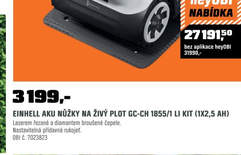 EINHELL AKU NŮŽKY NA ŽIVÝ PLOT GC-CH 1855/1 LI KIT (1X2,5 AH)
