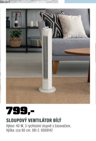 SLOUPOVÝ VENTILÁTOR BÍLÝ