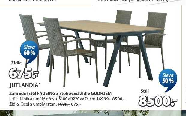 Zahradní stůl FAUSING a stohovací židle GUDHJEM