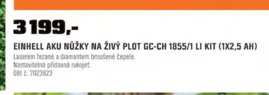 EINHELL AKU NŮŽKY NA ŽIVÝ PLOT GC-CH 1855/1 LI KIT (1X2,5 AH)
