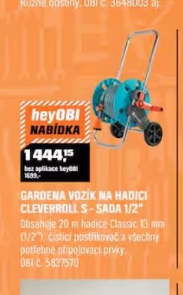GARDENA VOZÍK NA HADICI CLEVERROLL S - SADA 1/2