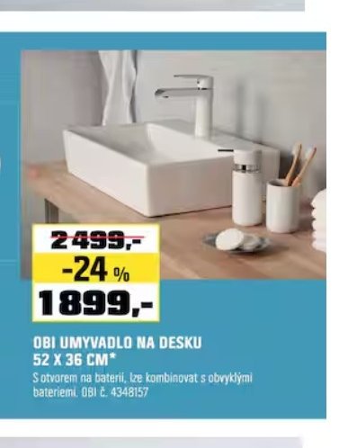 OBI UMYVADLO NA DESKU 52 X 36 CM