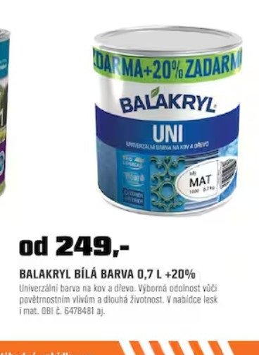 BALAKRYL BÍLÁ BARVA 0,7 L +20%