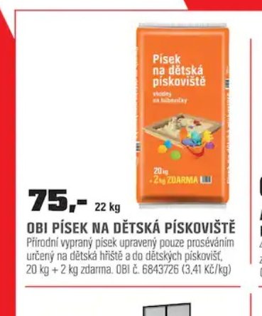 OBI PÍSEK NA DĚTSKÁ PÍSKOVIŠTĚ