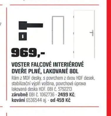 VOSTER FALCOVÉ INTERIÉROVÉ DVEŘE PLNÉ, LAKOVANÉ 80L