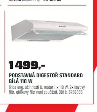 PODSTAVNÁ DIGESTOŘ STANDARD BÍLÁ 110 W