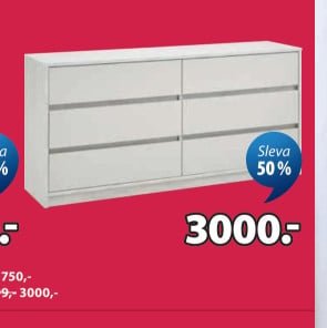 Komoda BILLUND (3+3 zásuvky)