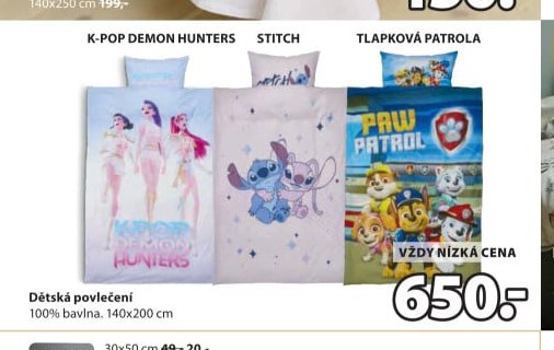 Dětská povlečení K-POP DEMON HUNTERS, STITCH, TLAPKOVÁ PATROLA
