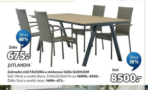 Zahradní stůl FAUSING a stohovací židle GUDHJEM