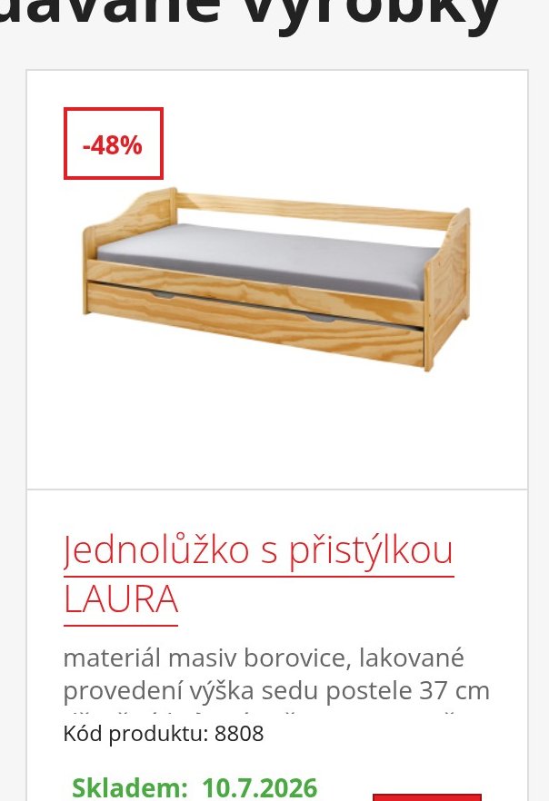Jednolůžko s přistýlkou LAURA