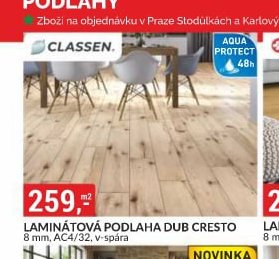 LAMINÁTOVÁ PODLAHA DUB CRESTO 8 mm, AC4/32, v-spára