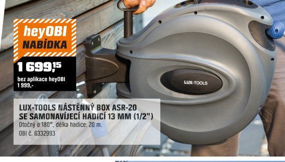 LUX-TOOLS NÁSTĚNNÝ BOX ASR-20 SE SAMONAVÍJECÍ HADICÍ 13 MM (1/2