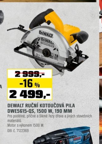 DEWALT RUČNÍ KOTOUČOVÁ PILA DWE5615-QS, 1500 W, 190 MM