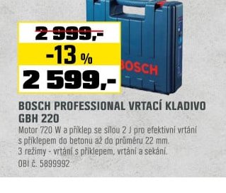 BOSCH PROFESSIONAL VRTACÍ KLADIVO GBH 220
