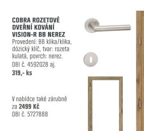Cobra rozetové dveřní kování Vision-R BB nerez
