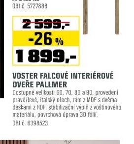 Voster falcové interiérové dveře Pallmer