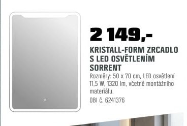 KRISTALL-FORM ZRCADLO S LED OSVĚTLENÍM SORRENT