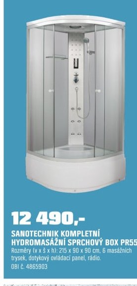 SANOTECHNIK KOMPLETNÍ HYDROMASÁŽNÍ SPRCHOVÝ BOX PR55