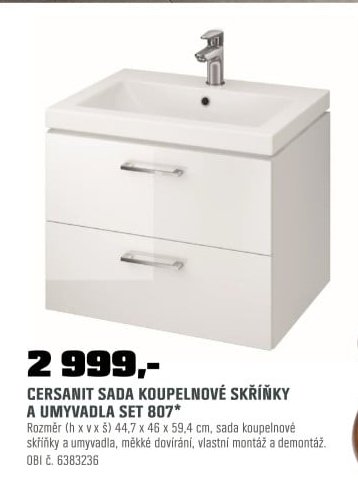 CERSANIT SADA KOUPELNOVÉ SKŘÍŇKY A UMYVADLA SET 807*