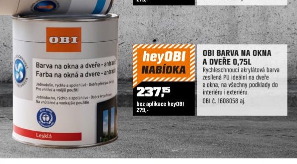 OBI BARVA NA OKNA A DVEŘE 0,75L