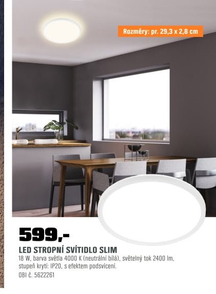 LED STROPNÍ SVÍTIDLO SLIM
