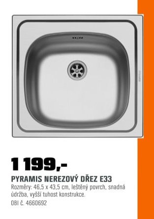 PYRAMIS NEREZOVÝ DŘEZ E33