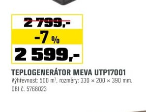 TEPLOGENERÁTOR MEVA UTP17001
