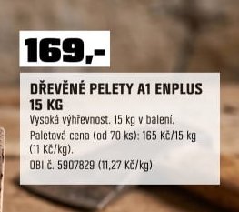 DŘEVĚNÉ PELETY A1 ENPLUS 15 KG