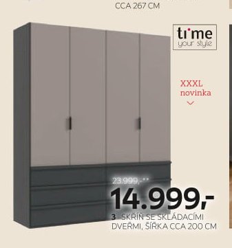 SKŘÍŇ SE SKLÁDACÍMI DVEŘMI, ŠÍŘKA CCA 200 CM