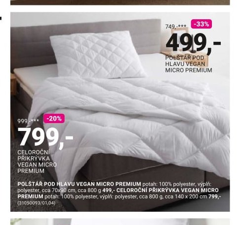 POLŠTÁŘ POD HLAVU VEGAN MICRO PREMIUM