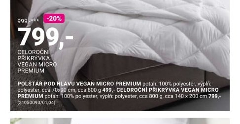CELOROČNÍ PŘIKRÝVKA VEGAN MICRO PREMIUM
