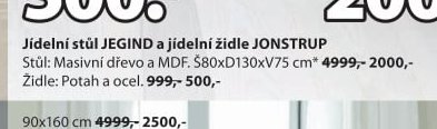 Jídelní stůl JEGIND a jídelní židle JONSTRUP