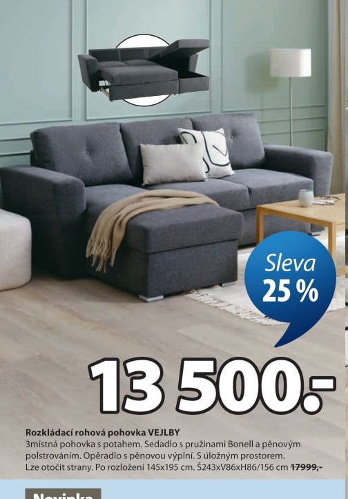 Rozkládací rohová pohovka VEJLBY
